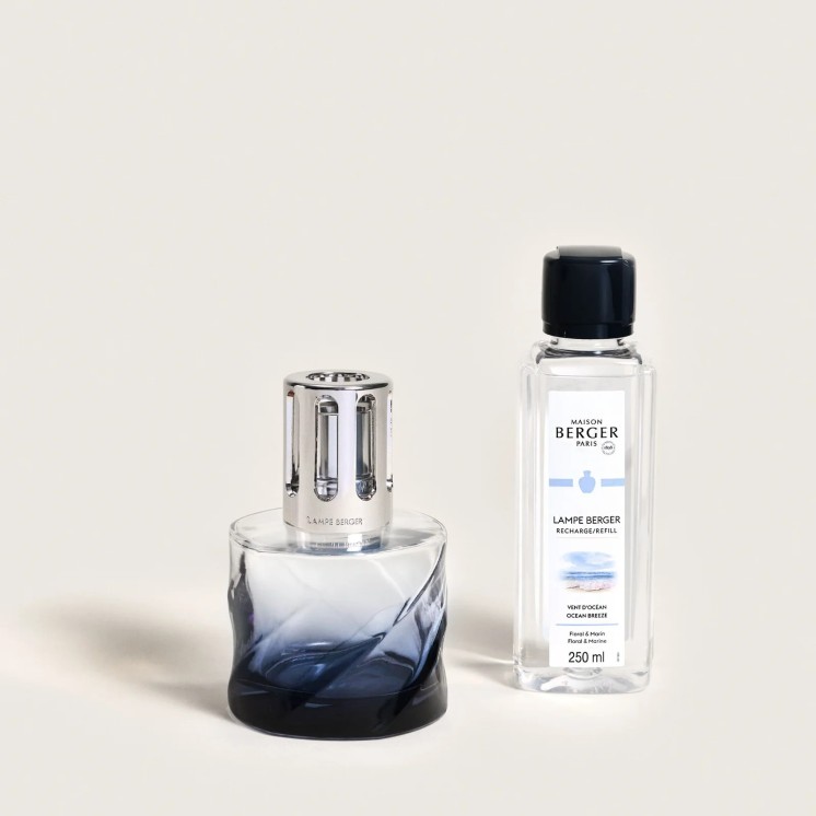 Coffret lampe Berger Spirale Noire, fragrance 'vent d'ocean'