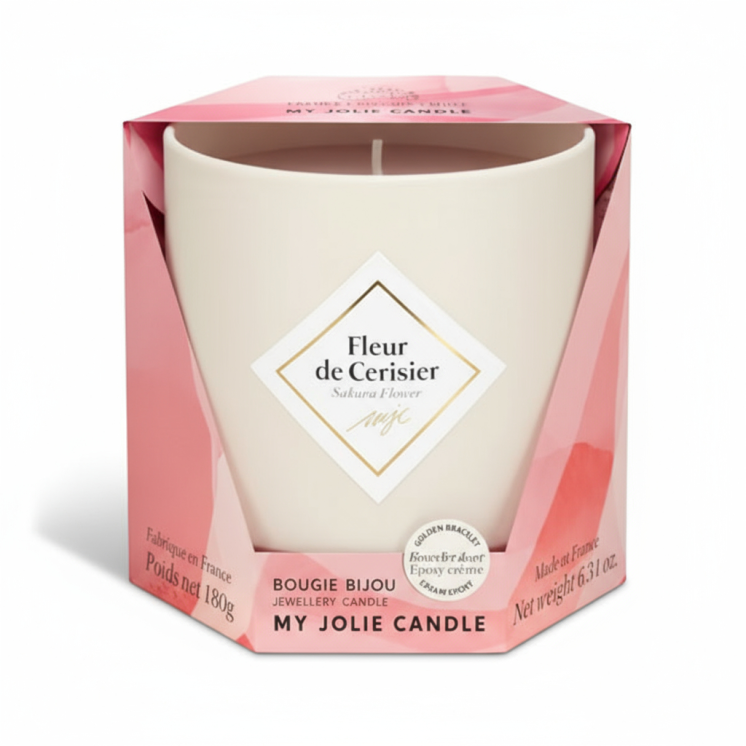 Bougie avec bijou surprise - Fleur de cerisier