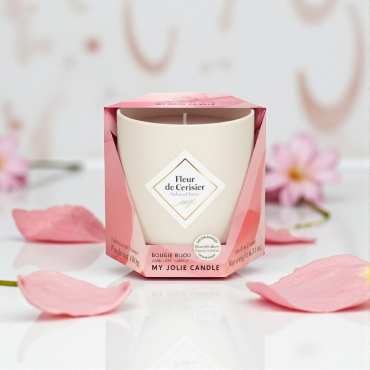 Bougie avec bijou surprise - Fleur de cerisier