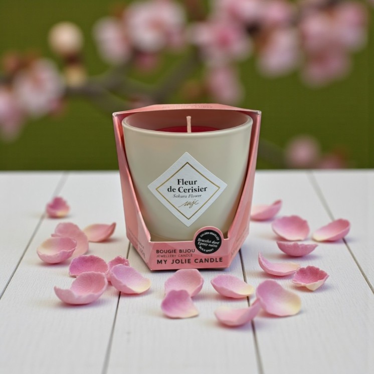 Bougie avec bijou surprise - Fleur de cerisier