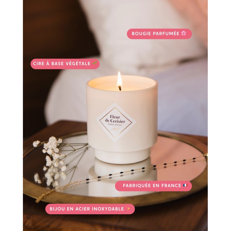 Bougie avec bijou surprise - Fleur de cerisier