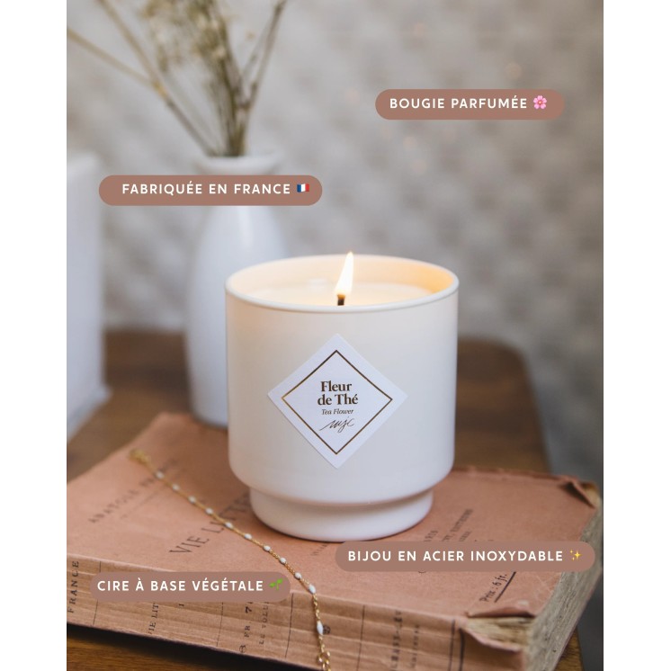 Bougie avec bijou surprise - Fleur de cerisier